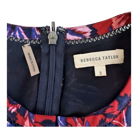 Rebecca Taylor Women's Floral Printed Sleeveless Flare Silk Dress Size 2 - Picture 10 of 14